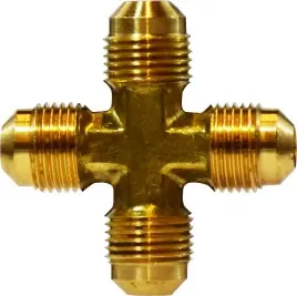 Midland Metal 10374 Cross, 5/16 in SAE 45 deg Flared x 5/16 in SAE 45 deg Flared x 5/16 in SAE 45 deg Flared, Brass Hot Picks