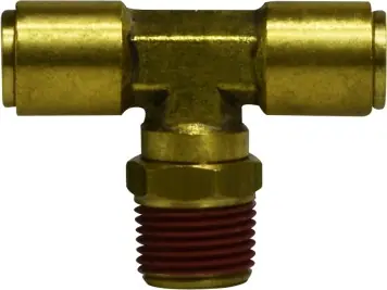 Deal Midland Metal 720804S Swivel Branch Tee, 1/2 in Push-In Tube x 1/4 in MIP x 1/2 in Push-In Tube, Brass