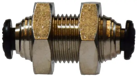 Midland Metal 20732N Bulkhead Straight Union, 4 mm Push-In x 4 mm Push-In, Brass, Nickel-Plated Bargain