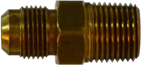 Buy Online Midland Metal 35134 Adapter, 15/16 in SAE 45 deg Male Flared x 1/2 in MIP, Brass