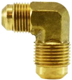 Midland Metal 10416 90 deg Reducing Elbow, 3/8 in SAE 45 deg Male Flared x 1/4 in SAE 45 deg Male Flared, Brass Bargain