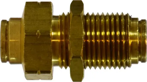 Midland Metal 20126 Bulkhead Union, 3/16 in Push-In x 3/16 in Push-In, Brass Trending