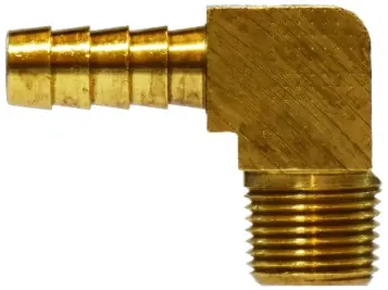 Flash Sale Midland Metal 32043B 90 deg Barstock Elbow, 1/2 in Hose Barbed x 3/8 in Male BSPT, Brass