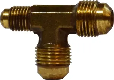 Midland Metal 10176 Reducing Tee, 3/8 in SAE 45 deg Male Flared x 3/8 in SAE 45 deg Male Flared x 5/8 in, Brass Secure Checkout
