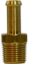Certified Midland Metal 38810 Connector, 3/8 in Beaded Hose Barbed x 1/8 in MIP, Brass