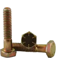 1/2"-13 x 1 7/8" Hex Cap Screws, Grade 8, Zinc-Yellow Cr+6 Bake, Partial Thread, Coarse (UNC), Import, Qty 50 Clearance