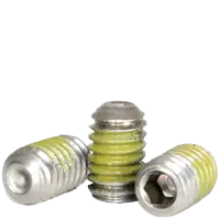 10-32 x 5/8" Socket Set Screws, Cup Point, Nylon-Patch 18-8 Stainless Steel A2, Fine (UNF), Qty 100 Bargain
