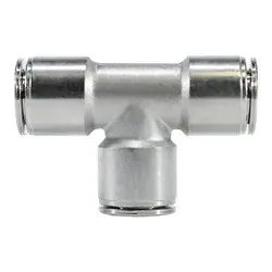 Genuine Midland Metal 20029SS Union Tee, 3/8 in Push-In x 3/8 in Push-In x 3/8 in Push-In, Stainless Steel