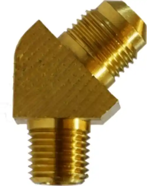 Midland Metal 10449B 45 deg Barstock Elbow, 1/4 in Male SAE 45 deg Flared x 1/4 in MPT, Brass Deal