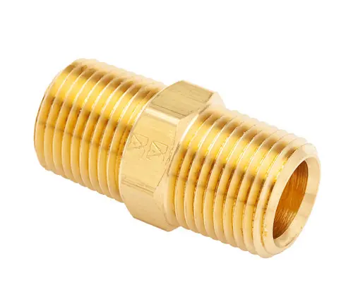 Mid-America Fittings 23325X1 SAE Pattern Hex Nipple, 1/16 in MPT x 1/16 in MPT, 0.97 in, Brass Limited Offer