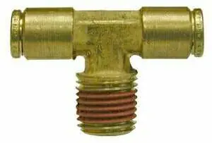 Bargain Midland Metal 20607 Branch Tee, 1/2 in Push-In x 1/2 in Push-In x 1/4 in MPT, Brass