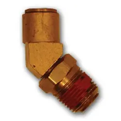 Midland Metal 20140 45 deg Elbow, 1/4 in Push-In x 1/4 in MIP Swivel, Brass Sale