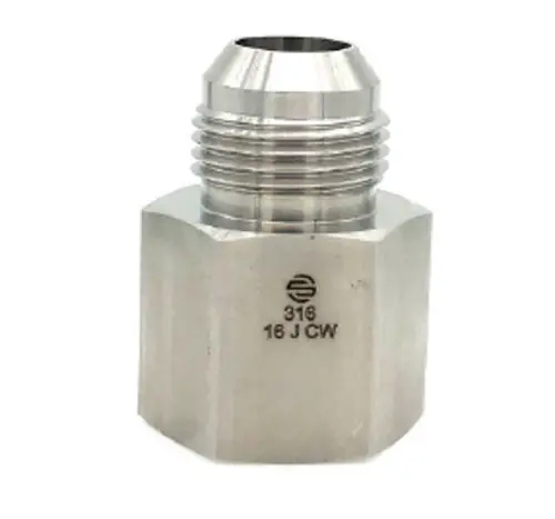 Fast Shipping Stainless Adapters SS2405-20-20 Pipe Adapter, 1-1/4 in Male 37 deg JIC Flared x 1-1/4 in FNPT, Stainless Steel