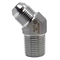 Genuine Stainless Adapters SS2503-08-08 45 deg Elbow, 1/2 in 37 deg JIC Male Flared x 1/2 in MNPT, Stainless Steel