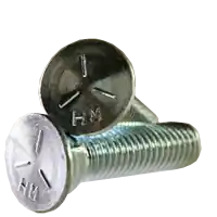 Bargain 7/16"-14 x 2 1/4" Plow Bolts, 3 Head, Grade 5, Zinc Cr+3, Full Thread, Qty 50