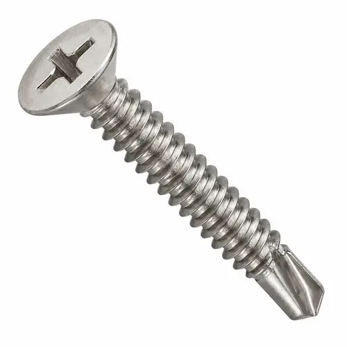 10-16 x 2 1/2" Self-Drilling Screws, Phillips Flat Head, 3 Point BSD, 410 Stainless Steel, Full Thread, Hardened, Qty 500 Authentic