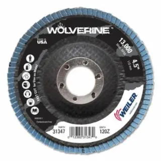 Weiler 31347 4-1/2 Wolv Angle Phenolic Back 120Z 7/8 Arb Hole Fan Favorite