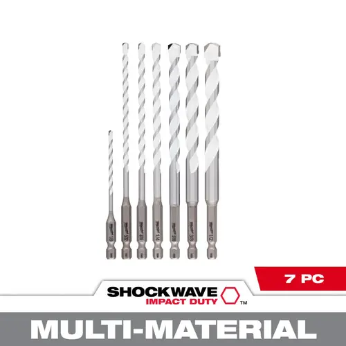 Milwaukee Tool 48-20-8899 7 PC SHOCKWAVE Impact Duty Carbide Multi-Material Drill Bit Set Best Seller