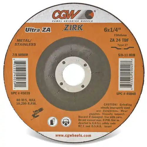 Fan Favorite CGW Abrasives 37535 5 x 1/4 x 7/8 T27 Za24Tbf Resin Grind Whls, 25 Pack
