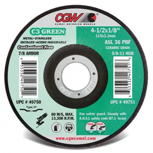 CGW Abrasives 49750 41/2 x 1/8 x 7/8 Asl 36 Pbf Resin Grind Whls, 25 Pack Limited Offer