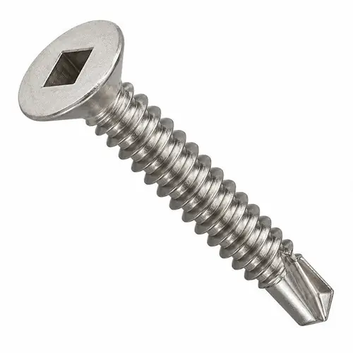 6-20 x 1" Self-Drilling Screws, Square Drive Flat Head, 2 Point BSD, 410 Stainless Steel, Full Thread, Hardened, Qty 1000 Fan Favorite