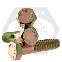 Crafted 3/8"-16 x 5 3/4" Hex Cap Screws, Grade 5, Zinc-Yellow Cr+6, Partial Thread, Coarse (UNC), Medium Carbon Steel, Qty 50