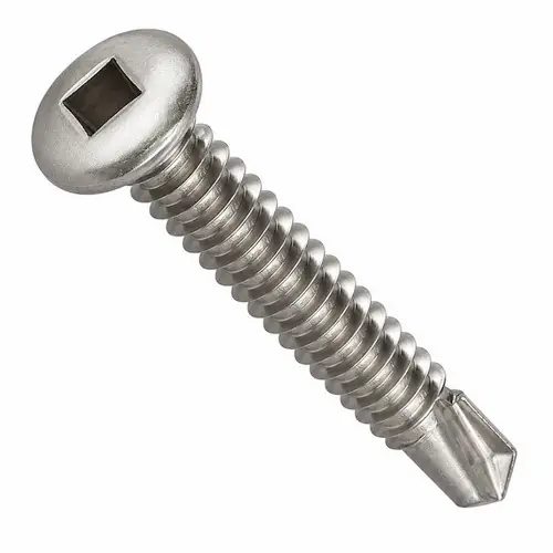 12-14 x 1 3/4" Self-Drilling Screws, Square Drive Pan Head, 3 Point BSD, 410 Stainless Steel, Full Thread, Hardened, Qty 200 Brand New