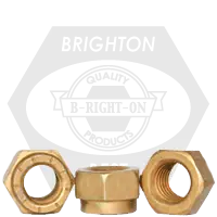 7/16"-14 L9 Collar Lock Nuts, Cadmium Yellow & Wax , Coarse (UNC), Alloy Steel, Made in USA, Qty 50 Professional Grade