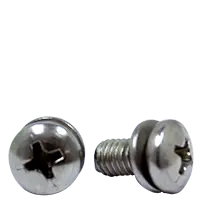 While Supplies Last 6-32 x 5/8" Machine Screws w/ External Tooth Washer (410 Stainless Steel), Phillips Pan Head, SEMS, 18-8 Stainless Steel A2, Full Thread, Qty 1000