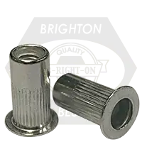 10-32 (.020-.130) Aluminum Rivet Nuts, Large Flange, Knurled Body, Qty 1000 Professional Grade