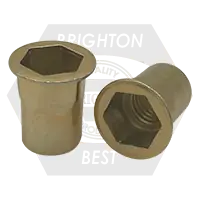 Clearance 10-32 UNF (.020-.130) Steel Hex Rivet Nut Zinc-Yellow Cr+3 (Inch), Qty 1000