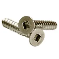Budget 14-10 x 2 1/2" Self-Tapping Screws, Square Drive Flat Head, Type A, 18-8 Stainless Steel A2, Full Thread, Qty 100