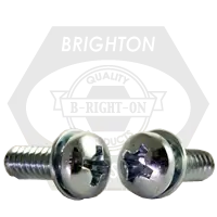 Limited Offer 6-32 x 5/16" Machine Screws w/ Internal Tooth Lock Washer, Phillips Pan Head, SEMS, Zinc Cr+3, Qty 15000