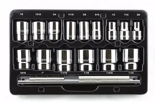 New Release 15 pc 12 Point Standard Proferred 1/2" Drive Standard SAE Socket Set, Qty 1