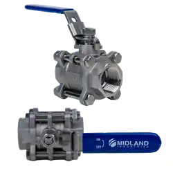 Crafted Midland Metal 949273 3-Piece Ball Valve, 3/4-in Nominal, FPT, 1000 psi Pressure, 316 Stainless Steel Body
