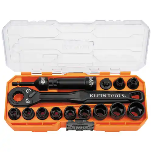 Klein Tools 65400 KNECT 3/8-Inch Drive Impact-Rated Pass Through Socket Set, 15-Piece Affordable