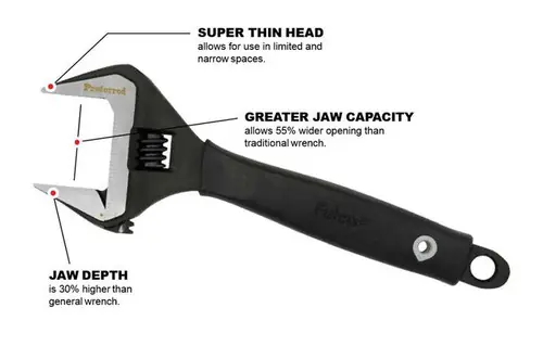 8" Phosphate Proferred Plumbing Adjustable Wrench , Phosphate Finish, Qty 1 Big Sale