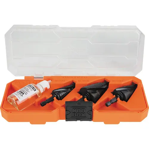 Cheap Klein Tools QRSTSPRO Premium Electrician‘s Quick Release Step Bit Set, 3 Piece