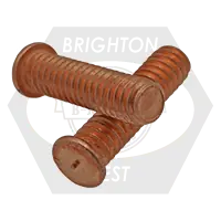 Special Offer 6-32 x 3/4" Flanged Capacitor Discharge (Cd) Stud, Mild Steel, Copper Plated, Qty 5000