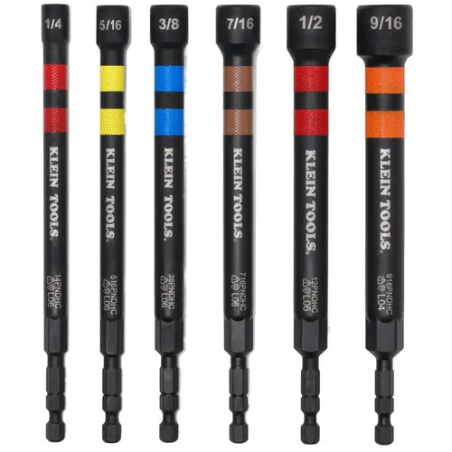 Hot Deal Klein Tools 32940 Magnetic Hollow Color-Coded Power Nut Drivers Set, 6-Piece