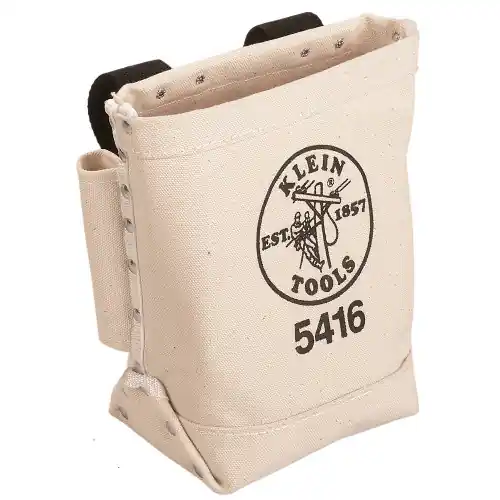 Cheap Klein Tools 5416 Tool Bag, Bull-Pin and Bolt Pouch, Belt Strap Connect, 5 x 10 x 9-Inch