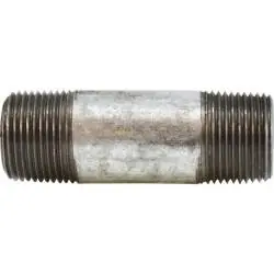 Midland Metal 58105 Pipe Nipple, 1 in MPT x 1 in MPT, 4 in L, Steel, Galvanized, SCH 80 Schedule Professional Grade
