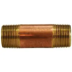 While Supplies Last Midland Metal 42090 Nipple, 3/4 in MPT x 3/4 in MPT, 6 in, Brass