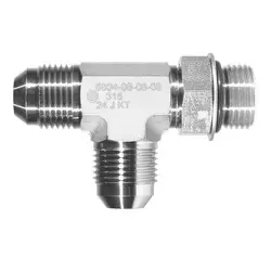 Last Chance STAINLESS ADAPTERS SS6804-12-12-12 Run Tee, 3/4-in Male JIC x 3/4-in Male Adjustable O-Ring Boss x 3/4-in Male JIC, Stainless Steel