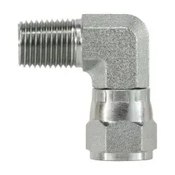 STAINLESS ADAPTERS SS6501-06-06 90-deg Swivel Elbow, 3/8-in Male NPTF x 3/8-in Female JIC Swivel, Stainless Steel Luxury