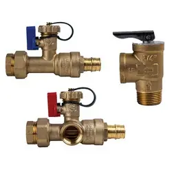 Best Choice Midland Metal 945732 Tankless Water Heater Valve Kit, 3/4 in, Female NPT x Cold-Expansion PEX Sleeve, Lead-Free Brass, 125 psi