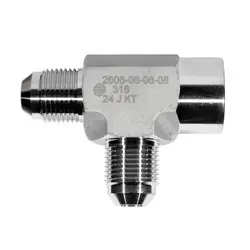 STAINLESS ADAPTERS SS2606-04-04-04 Female Run Tee, 1/4-in Male JIC x 1/4-in Female NPTF x 1/4-in Male JIC, Stainless Steel Deal