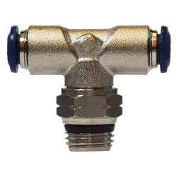 Midland Metal 20156NA Swivel Male Branch Tee, 1/4-in Push-to-Connect x 1/4-in Push-to-Connect x 3/8-in Male Global Thread Swivel, Brass, Nickel-Plated Certified