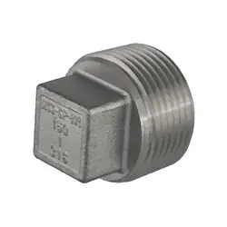 Midland Metal 63643MS SP-114 Cored Square Head Plug, 3-in MPT, 316 Stainless Steel Last Chance