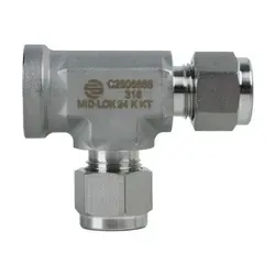 Midland Metal Mid-Lok SSC2606444 Run Tee, 1/4-in Tube x 1/4-in Female NPT x 1/4-in Tube, Stainless Steel Discount